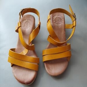 Kouros Sandals Handmade Ancient Greek Strappy Leatherv Wedge Sandals Sz-40